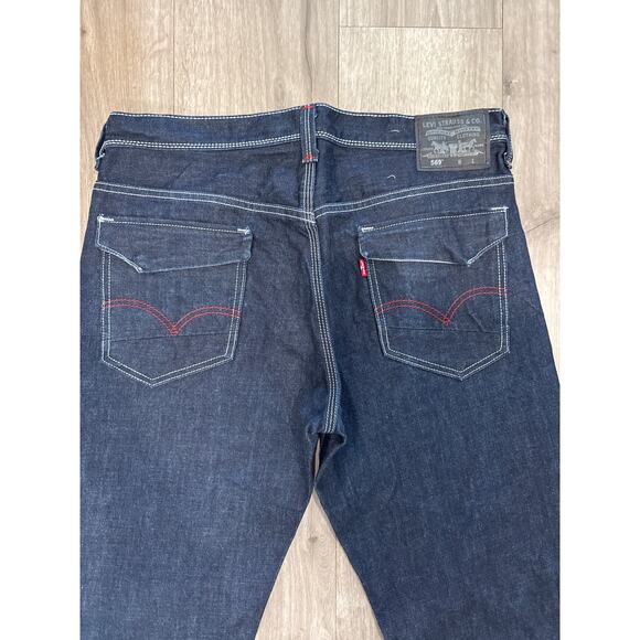Levi's 569 Dark Blue w Red Stitching 100% Cotton Men's Size 34x32 - Picture 5 of 10